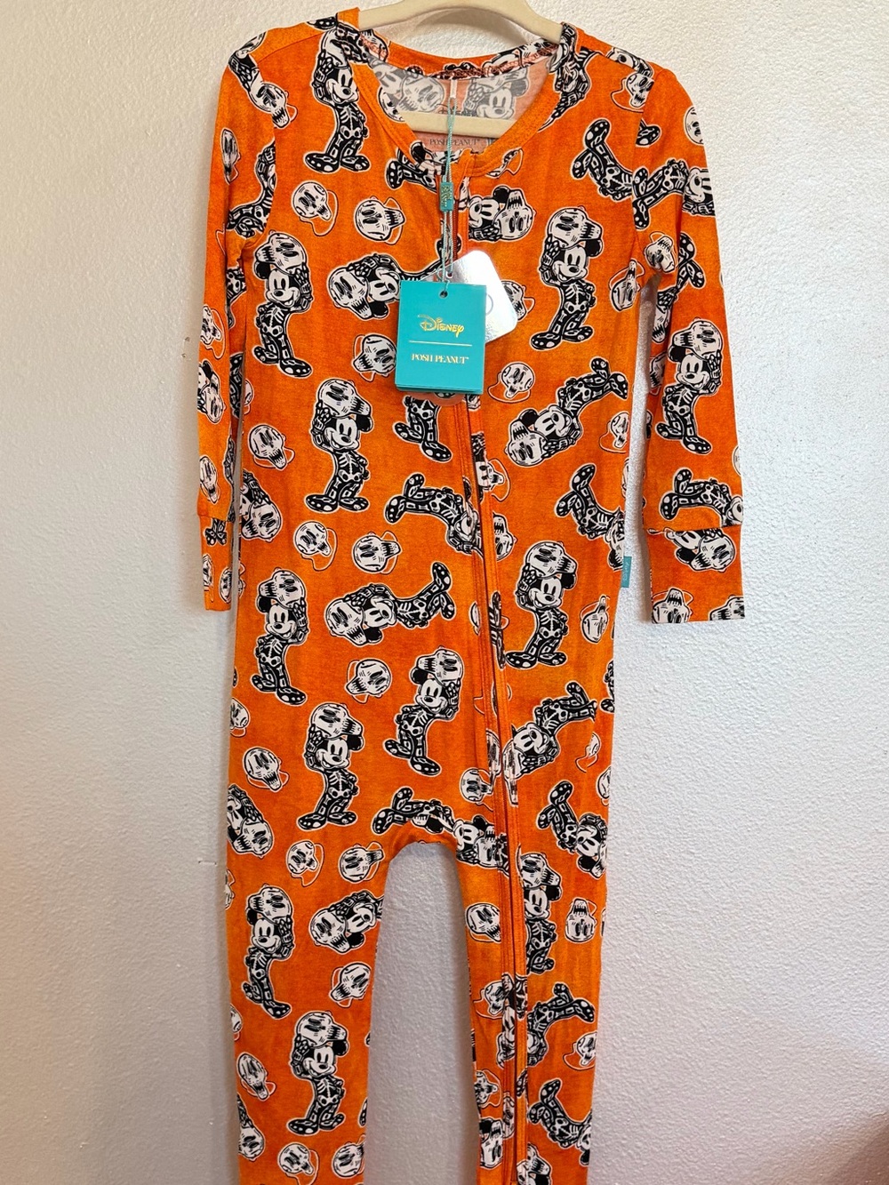 Posh Peanut x Disney Halloween Mickey Mouse Kids One-Piece Footie 2T